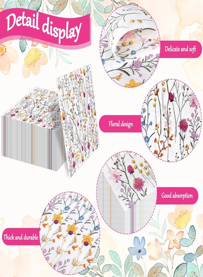 وولاين مجموعة مناديل ورقية مزينة بالزهور من والين، 80 قطعة، مثالية لحفلات الغداء والمناسبات الخاصة، مصنوعة من قماش مزخرف، مناسبة لحفلات العشاء والزفاف وأعياد الميلاد في فصل الربيع. - Image 3